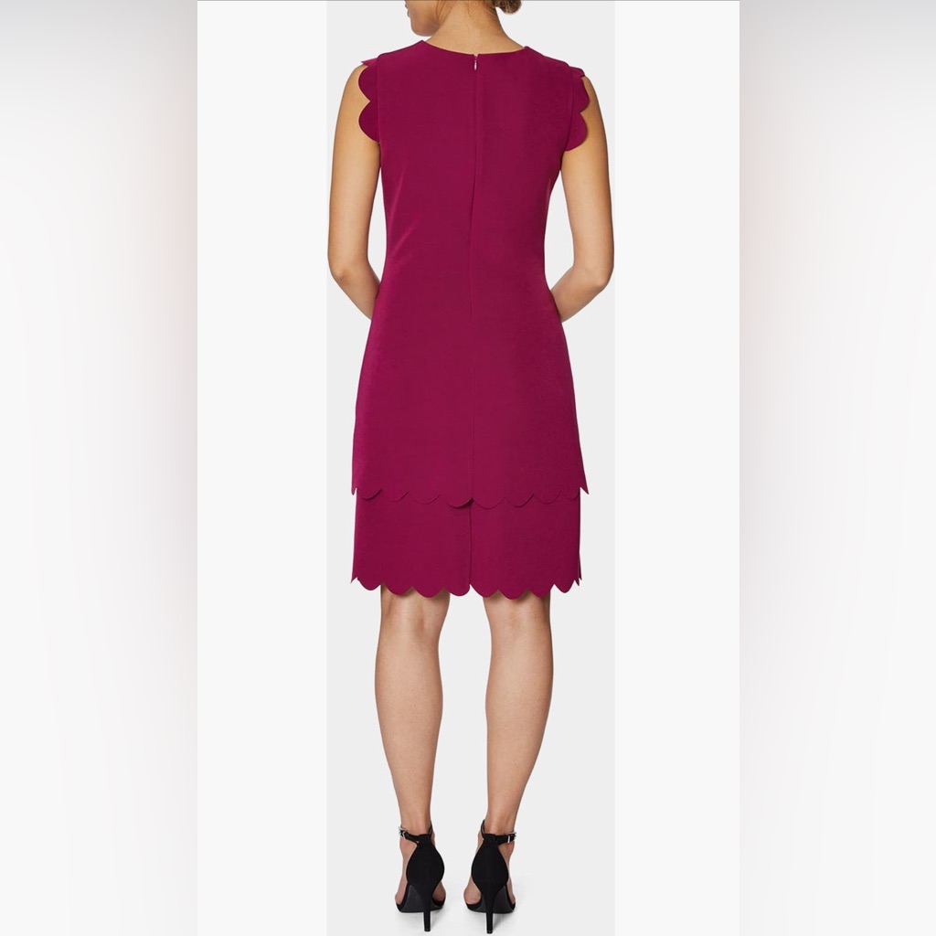 Nwt Betsy Johnson Scalloped Trim “Scuba” Fuchsia Dress With Accented Layers